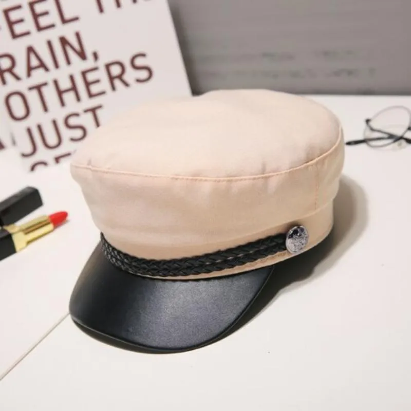 Stylish Military Inspired Peaked Cap Beret