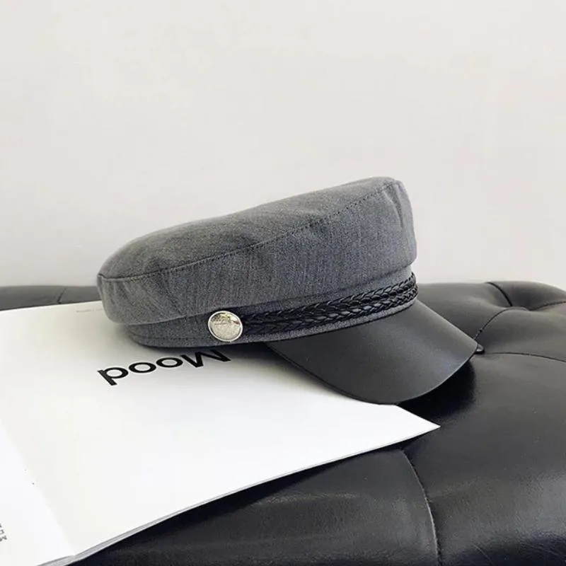 Stylish Military Inspired Peaked Cap Beret
