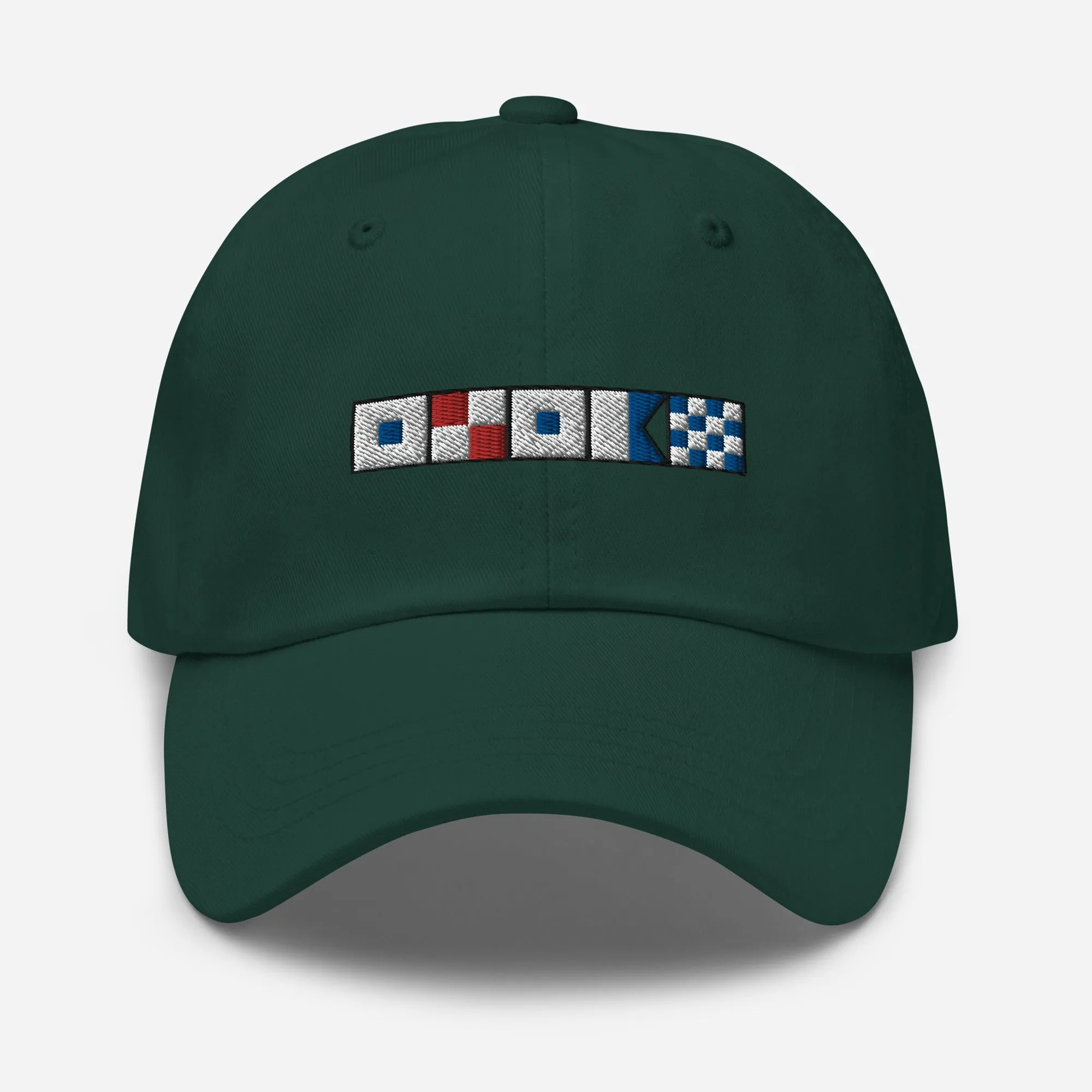 Susan spelled out with embroidered nautical flags Dad hat, Personalized Semaphore Flags Hat