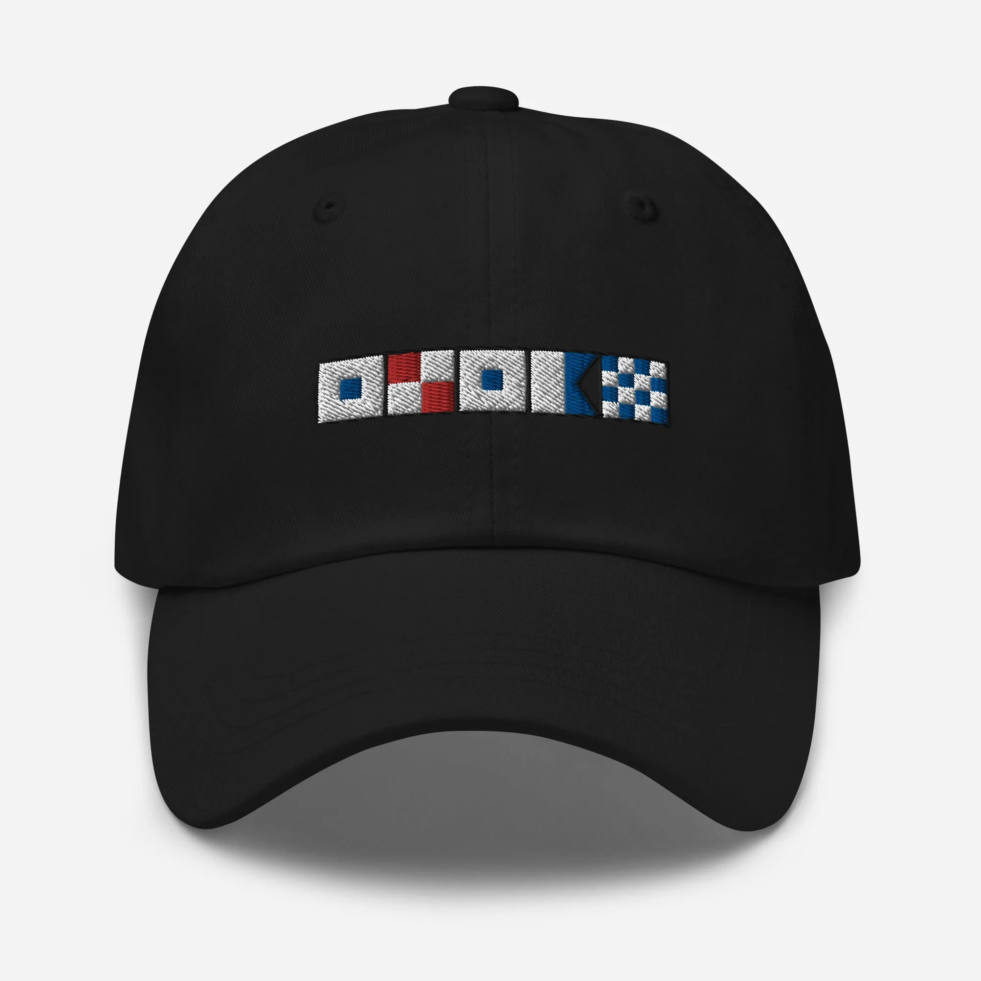 Susan spelled out with embroidered nautical flags Dad hat, Personalized Semaphore Flags Hat