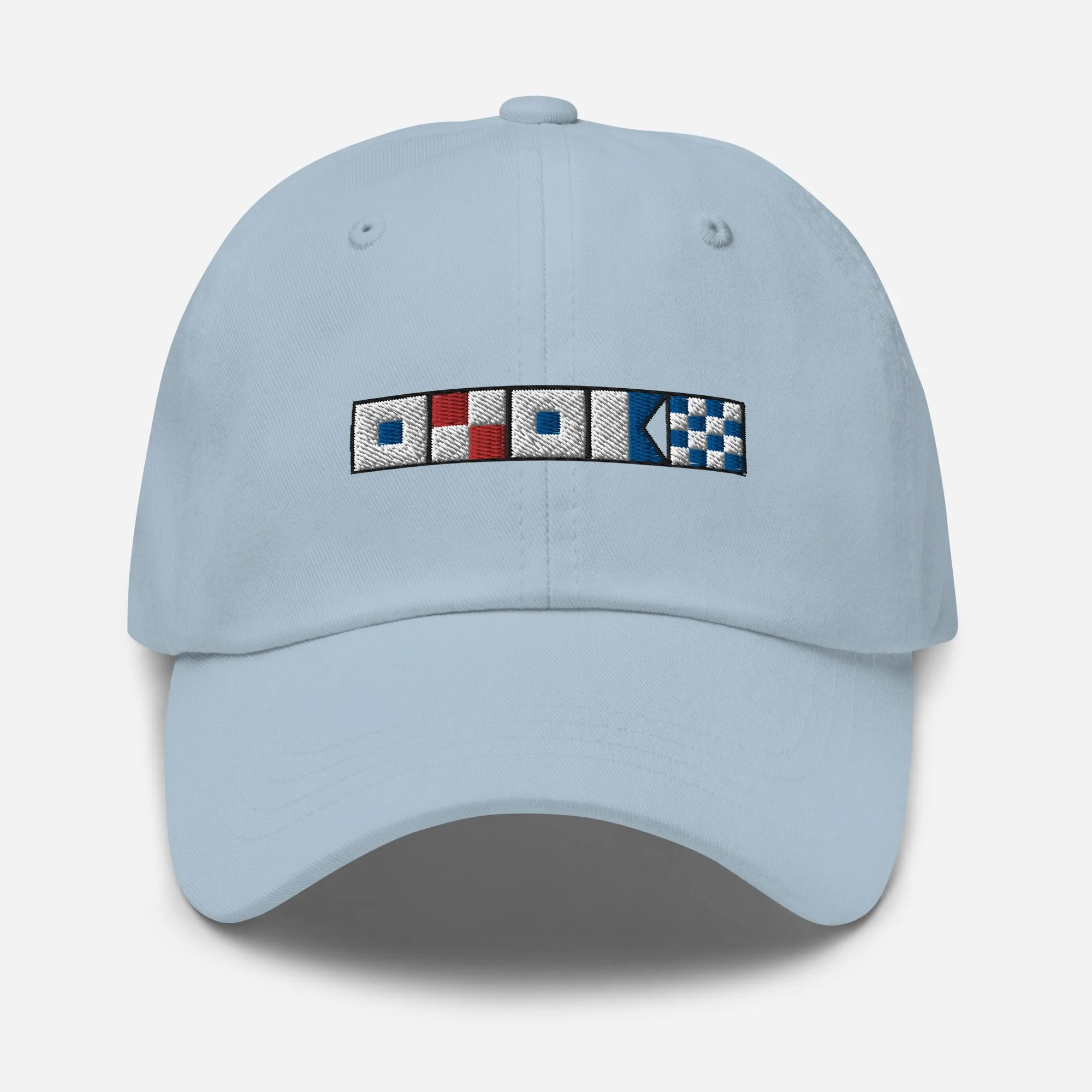 Susan spelled out with embroidered nautical flags Dad hat, Personalized Semaphore Flags Hat