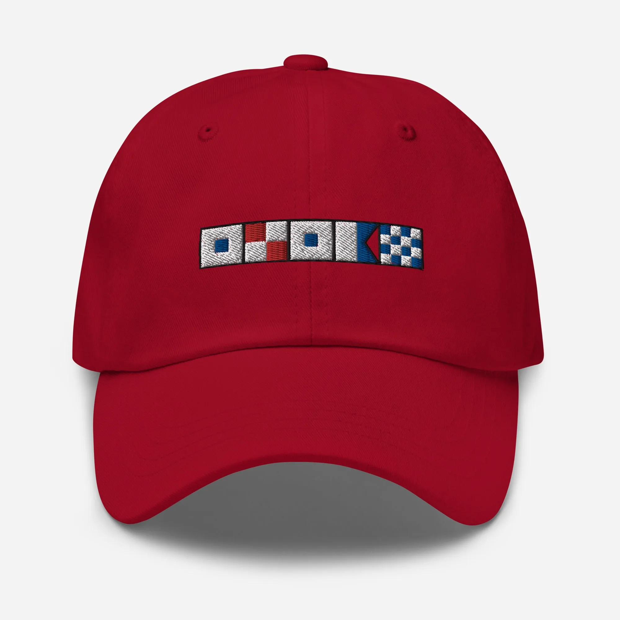 Susan spelled out with embroidered nautical flags Dad hat, Personalized Semaphore Flags Hat