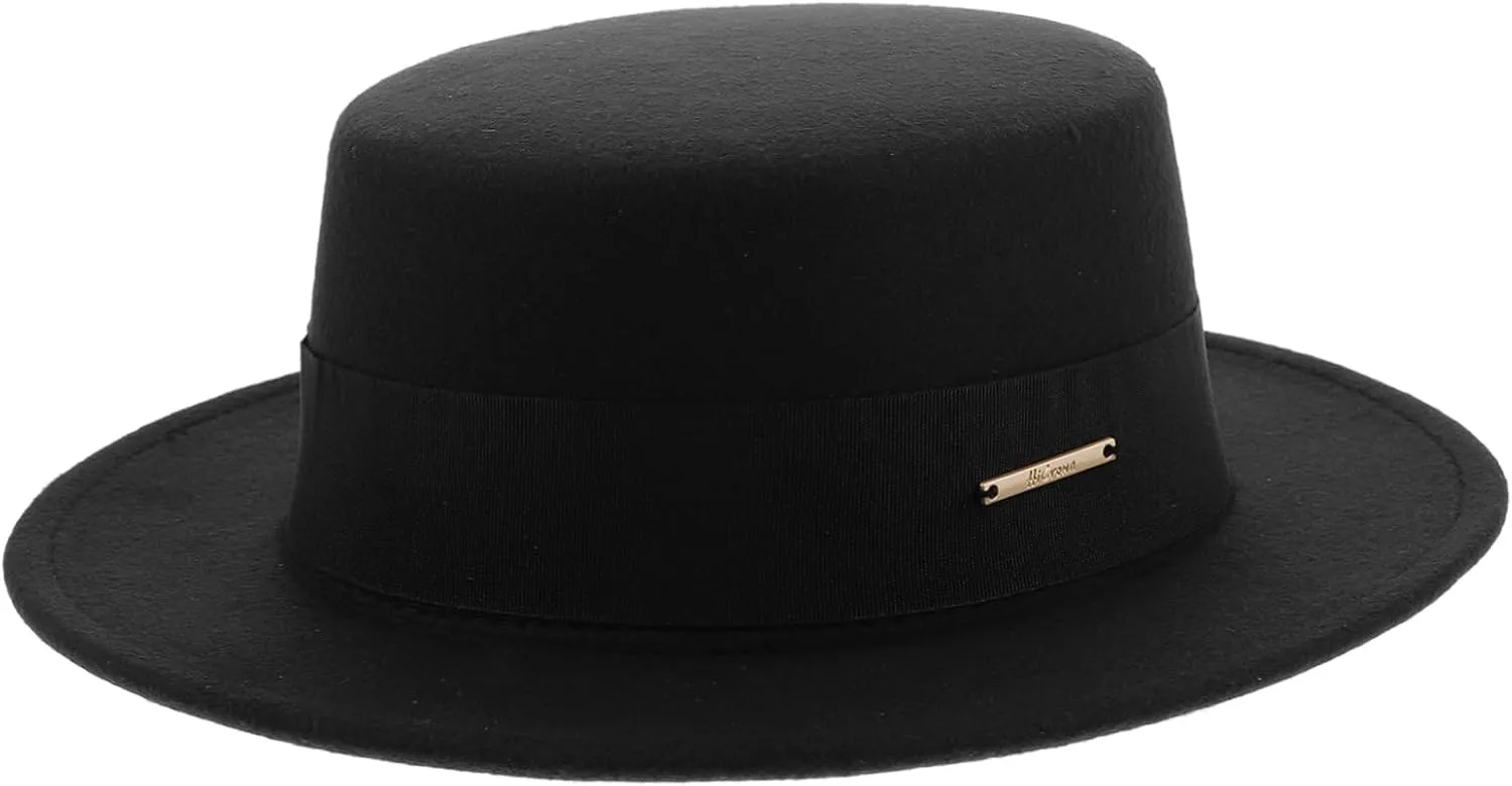 TENDYCOCO Classic Wide Brim Hat Black Fedora for Men Women Round Top Hats for Women Fashionable Headwear Comfortable and Design