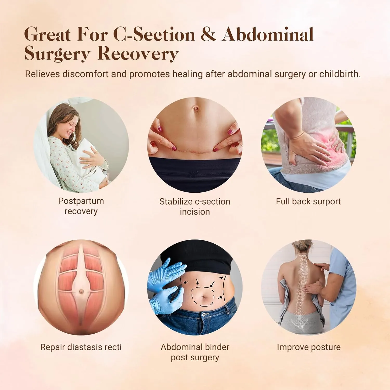 Trendyline Postpartum Belly Band for Women: Abdominal Binder Post Surgery Stomach Compression Support Belt - Post Partum Waist Girdle C Section Recovery Wrap