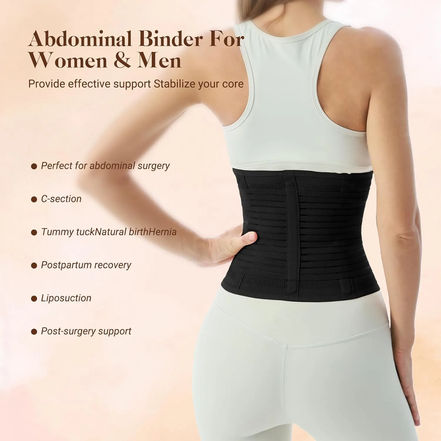 Trendyline Postpartum Belly Band for Women: Abdominal Binder Post Surgery Stomach Compression Support Belt - Post Partum Waist Girdle C Section Recovery Wrap