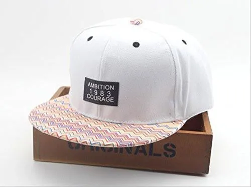 Unisex Casual Adjustable Snapback Baseball Cap Fashion Flat Bill Bboy Hip Hop Hat White