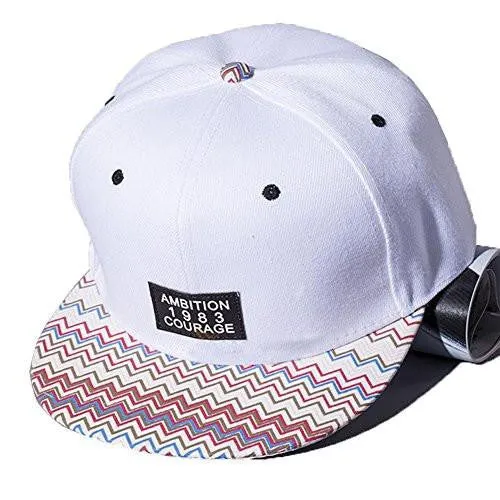 Unisex Casual Adjustable Snapback Baseball Cap Fashion Flat Bill Bboy Hip Hop Hat White