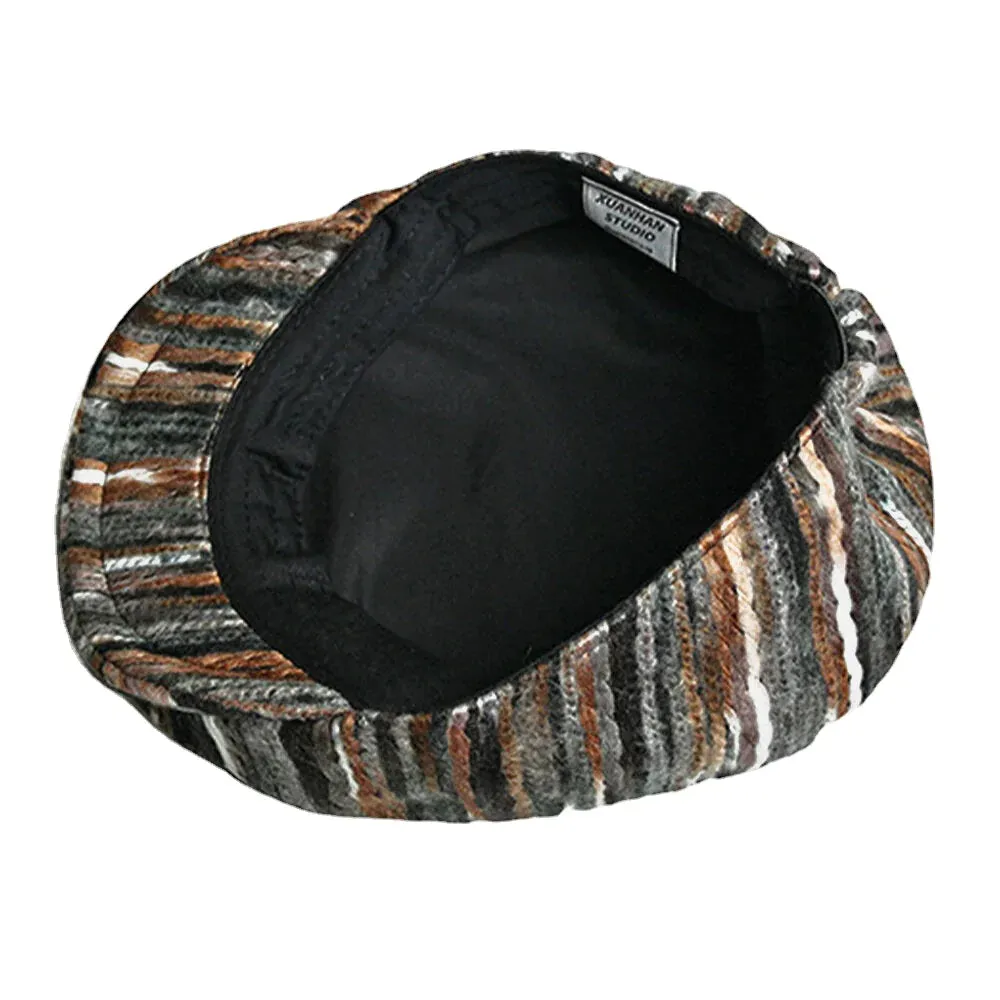 Unisex Tie-dye Rainbow Mixed Color Stripes Pattern Ethnic Style Casual Personality Forward Hat Beret Hat