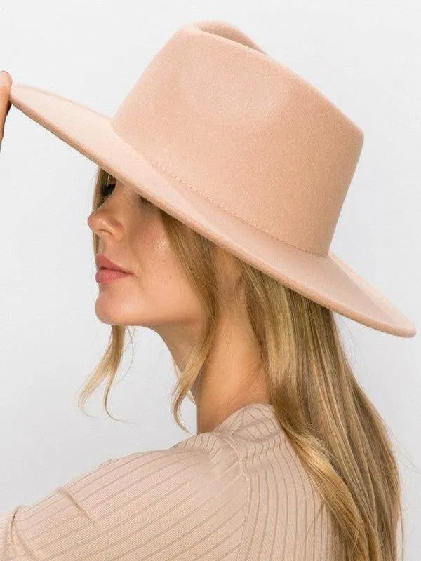 Vegan Felt Wide Brim Dandy Panama Hat For Women