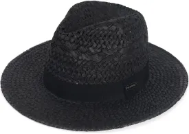Vented Panama Fedora Sun Hat for Men Women, Black Ribbon and Patterned Weave Accent