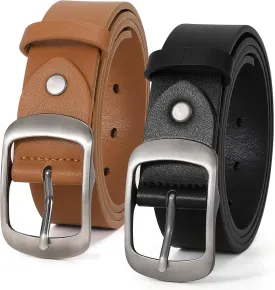 VONMELLI 2 Packs Women Leather Belts for Jeans Fashion Leather Ladies Waist Belt
