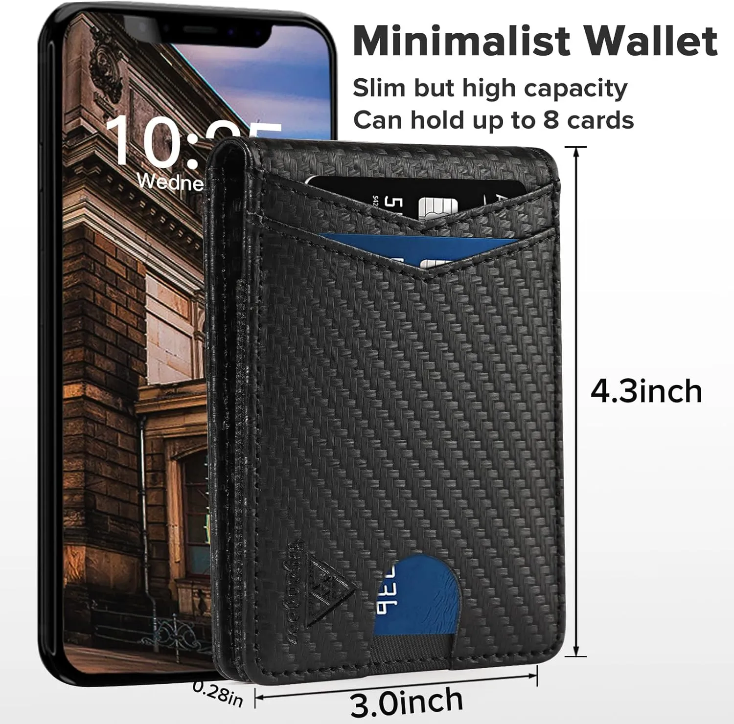 Wallet for Men Genuine Leather RFID Blocking Bifold compact Wallet With Magnetic Closure 1 ID Window (CH Carbon Black)