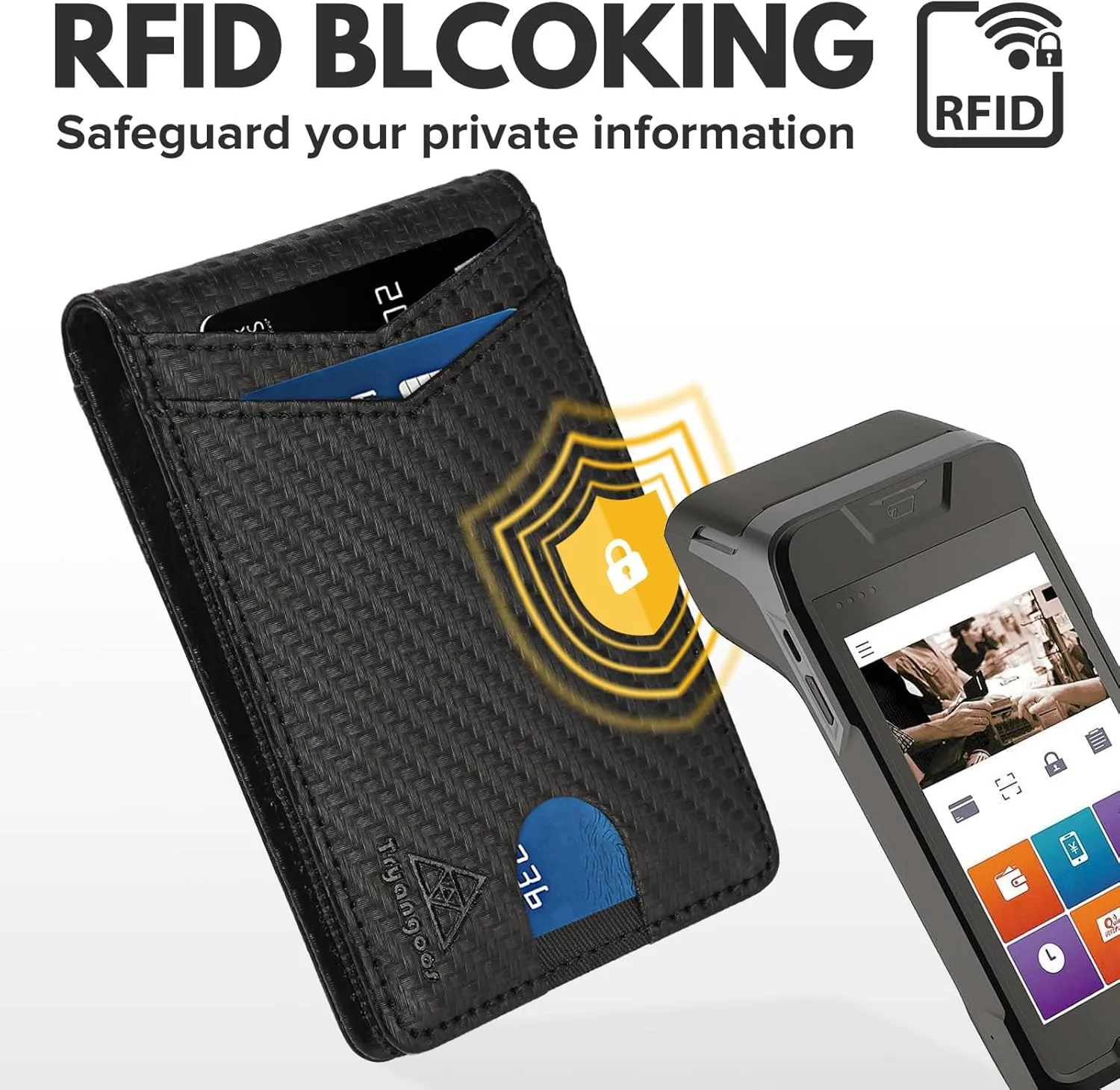 Wallet for Men Genuine Leather RFID Blocking Bifold compact Wallet With Magnetic Closure 1 ID Window (CH Carbon Black)