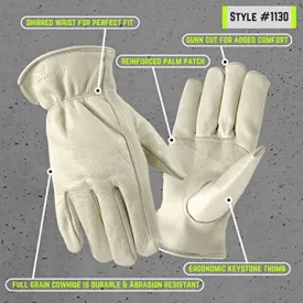 Wells Lamont 1130L Leather Work Gloves with Reinforced Palm, Large