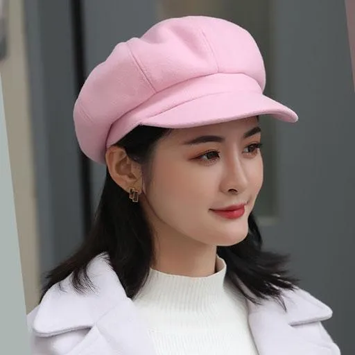 Winter Wool Beret Hat Women Solid Cabbie Visor Newsboy Cap