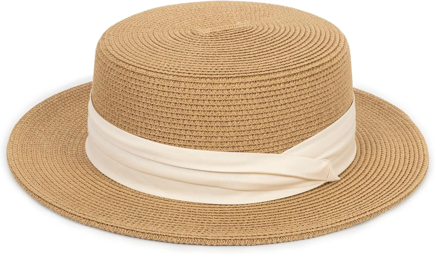 Women Beach Straw Sun Hat - Summer Classic Boater Sun Hat Panama Short Brim Fedora for Party Travel(S/M)