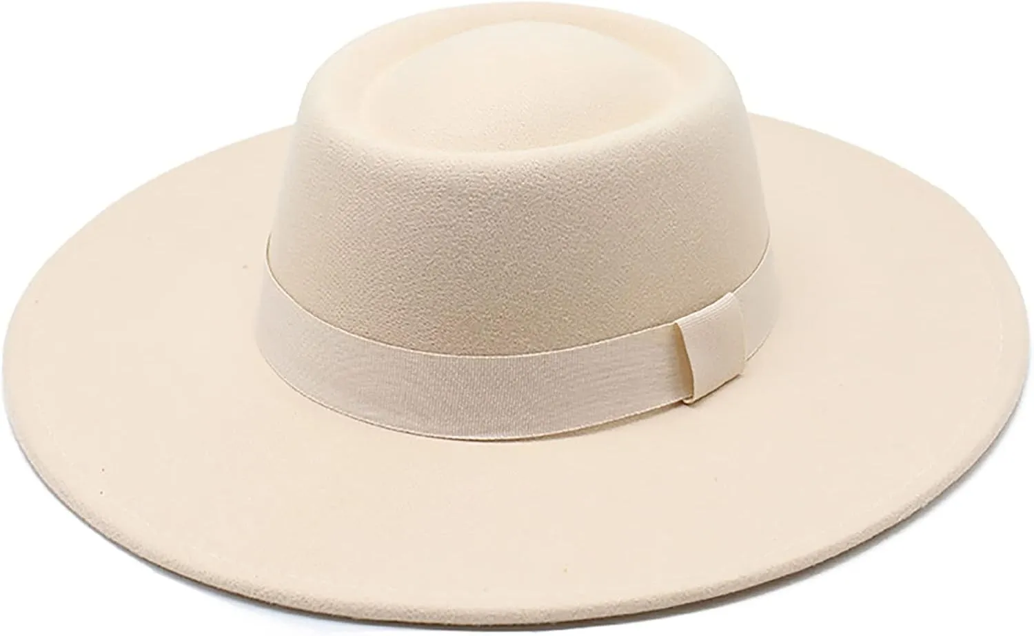Women Men Classic Felt Fedora Hat Wide Brim Flat Top Boater Hat(Size:M)