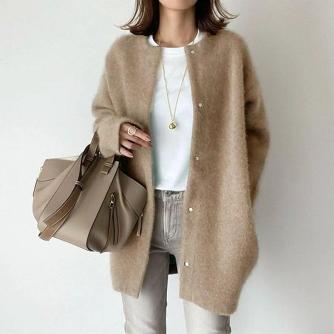 Women's Cozy Long Sleeve Loose Woolen Coat | Ideal for Autumn/Winter
