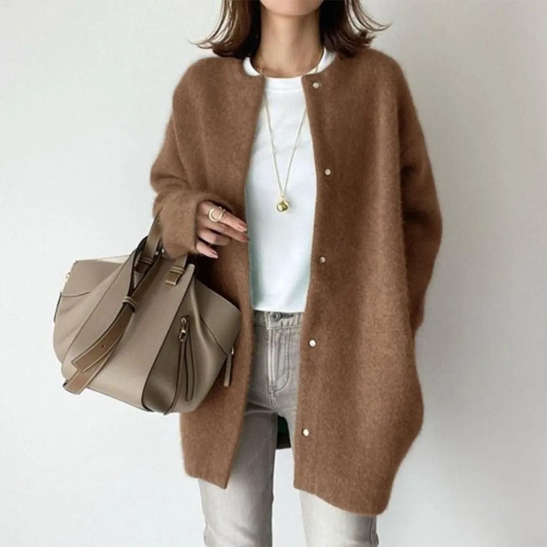 Women's Cozy Long Sleeve Loose Woolen Coat | Ideal for Autumn/Winter