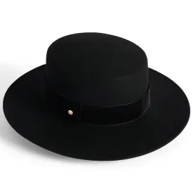 Wool Felt Ladies Boater Hat - Black by Failsworth