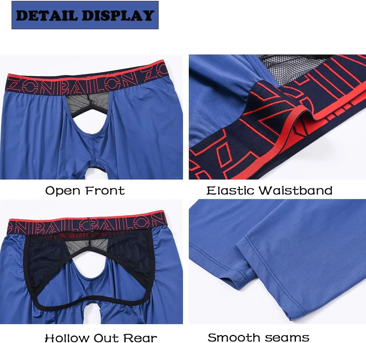 ZONBAILON Mens Thermal Underwear Front and Rear Openings Compression Pants Tights Winter Mens Base Layer Bottoms Leggings