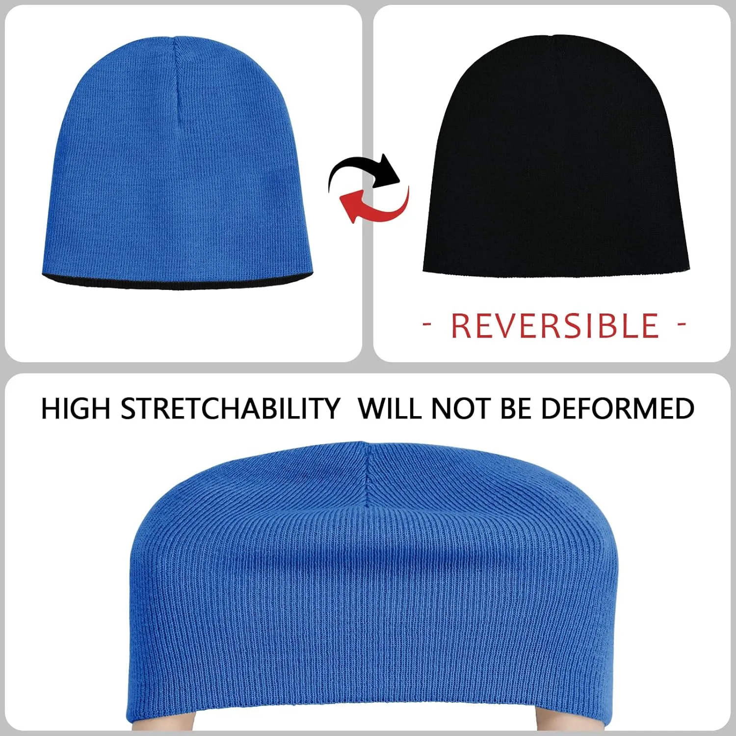 ZOORON 1 & 2 Pack Unisex Beanie for Men Women Reversible Winter Beanies Hat Knit Warm Plain Skull Cap Daily Beanie Hat